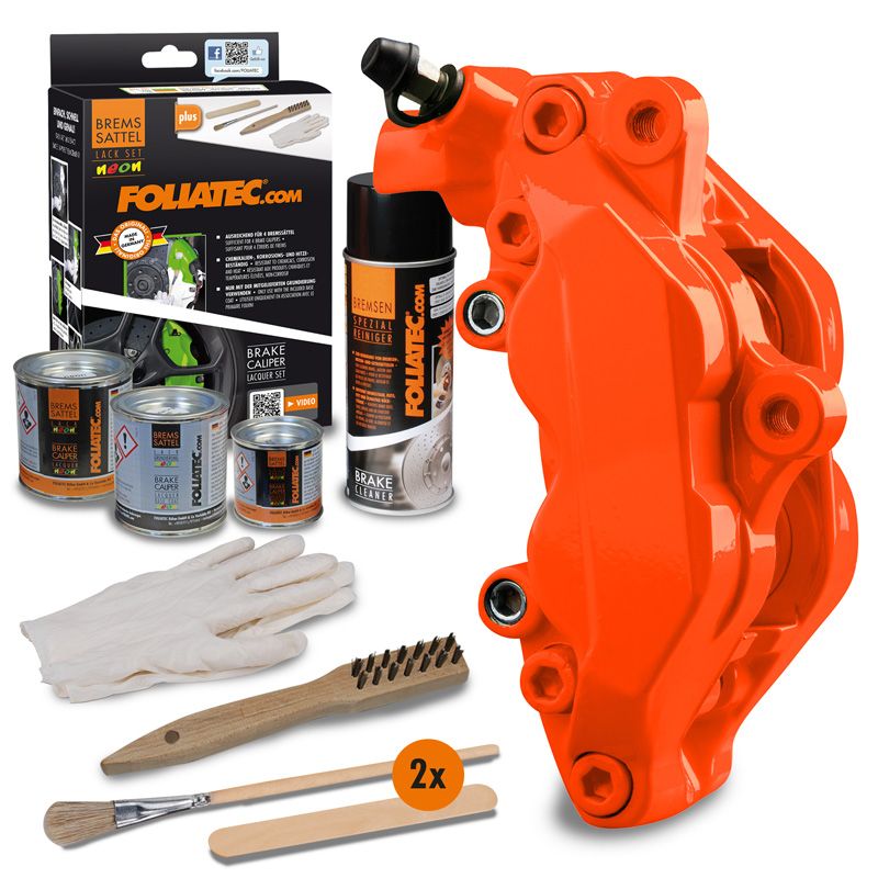Foliatec Brake Caliper Paint Set - NEON Orange - 4 components